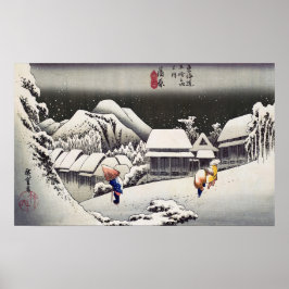 Póster Hiroshige Utagawa - Nieve nocturna en Kanbara
