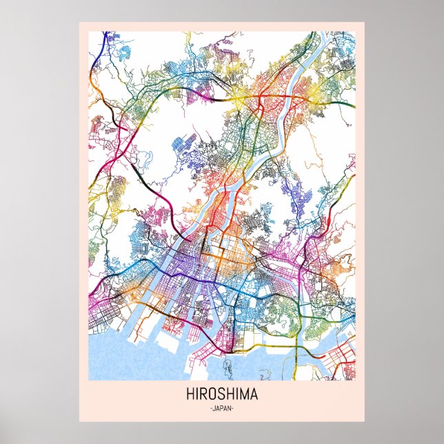 Póster Hiroshima Japan City Map (Frente)
