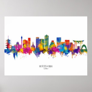 Póster Hiroshima Japan Skyline