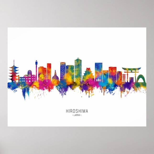 Póster Hiroshima Japan Skyline (Frente)
