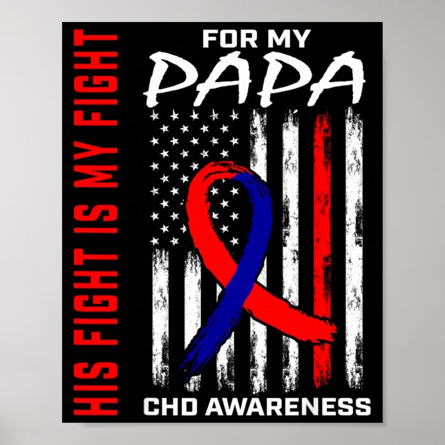 Póster His Fight Papa Chd Awareness American Flag Graphic (Frente)