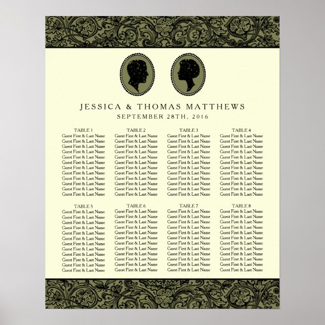 Póster His & Hers Art Deco Silhouette Wedding Collection (Frente)
