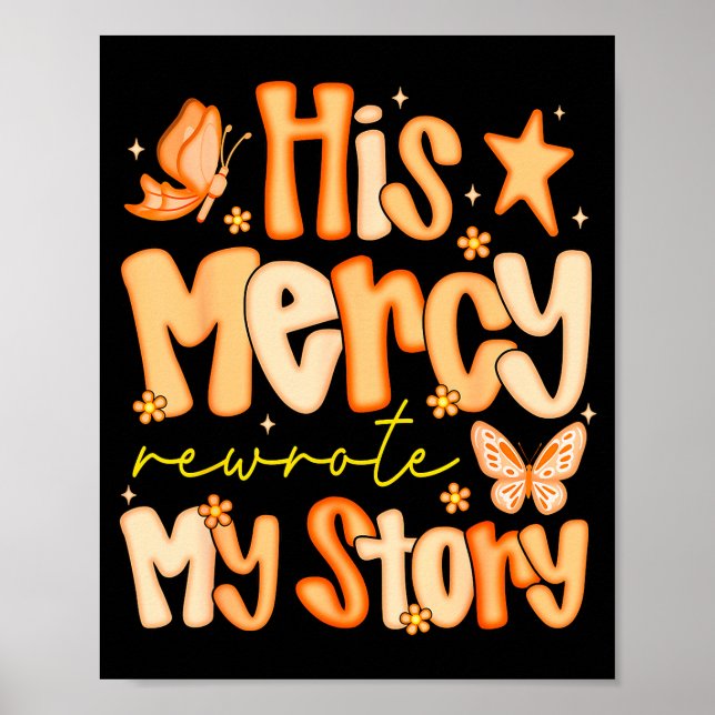 Póster His Mercy Rewrote My Story Fall Autumn Christian F (Frente)