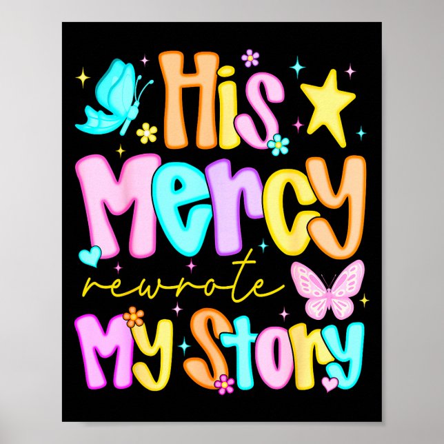 Póster His Mercy Rewrote My Story Merry Christmas Christi (Frente)