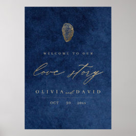 Póster Historia de Amor Azul Náutico Boda