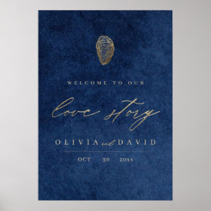 Póster Historia de Amor Azul Náutico Boda