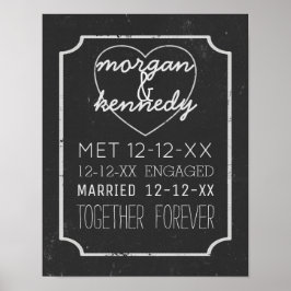 Póster Historia de compromiso de recuerdo de boda en blan