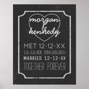 Póster Historia de compromiso de recuerdo de boda en blan