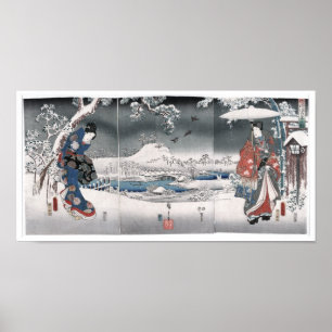 Póster Historia de Genji Toyokuni Hiroshige fino japonés