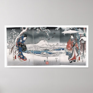 Póster Historia de Genji Toyokuni Hiroshige fino japonés