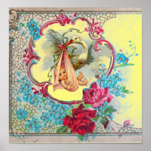 Póster HISTORIA DE NIÑA BEBÉ DUCHA DE HIJO Amarillo