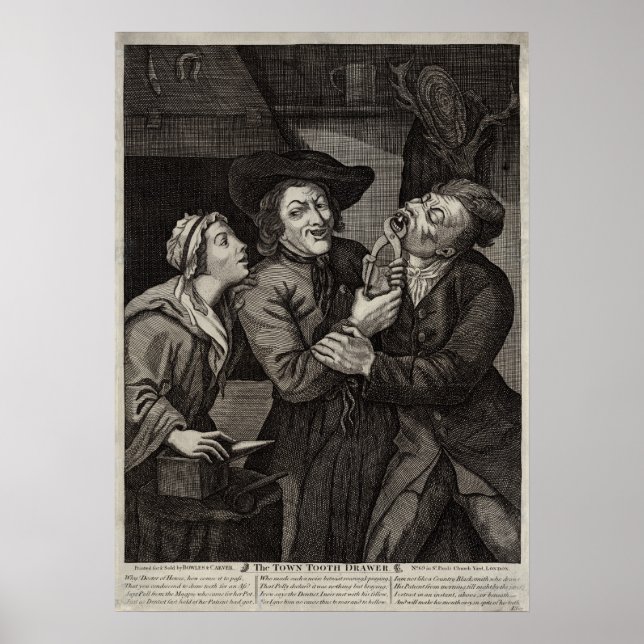 Póster Historia dental divertida Caricatura de dentistas  (Frente)