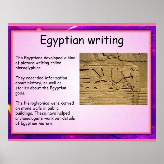 Póster Historia, Egipto antiguo, escritura egipcia (Frente)