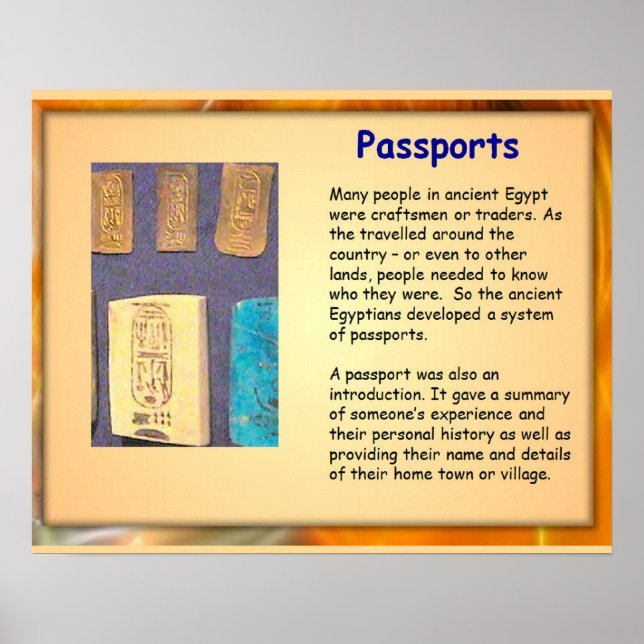 Póster Historia, Egipto antiguo, pasaportes egipcios (Frente)