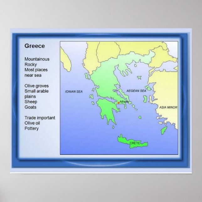 Póster Historia, Grecia antigua, mapa (Frente)