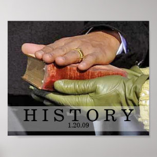 Póster HISTORIA: La mano del presidente Obama sobre la Bi