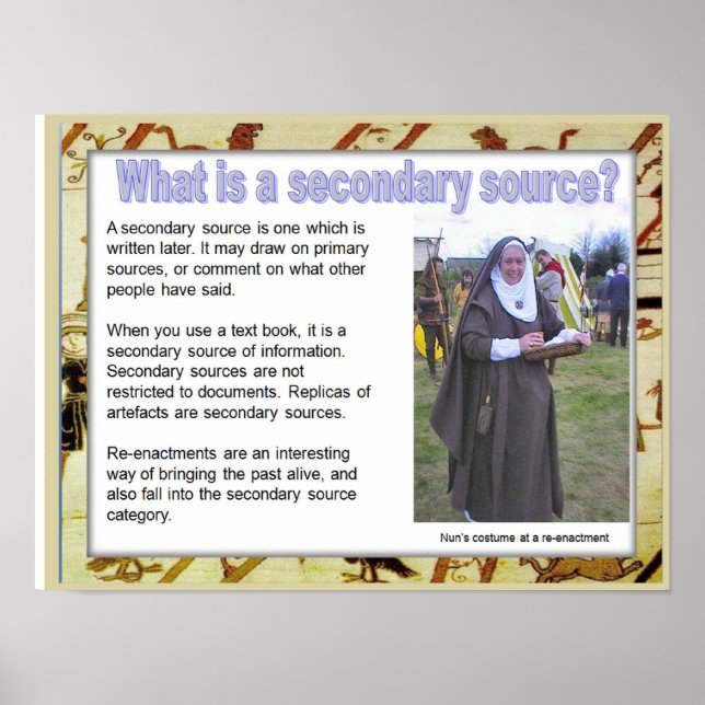 Póster Historia, medieval, ¿qué es una fuente secundaria? (Frente)