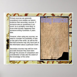 Póster Historia, medieval, usando fuentes