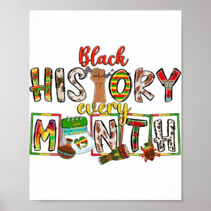 Póster Historia Negra Cada Mes Puño Mano Afro Africano P