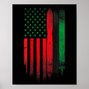 Póster Historia negra verde roja Bandera africana estadou