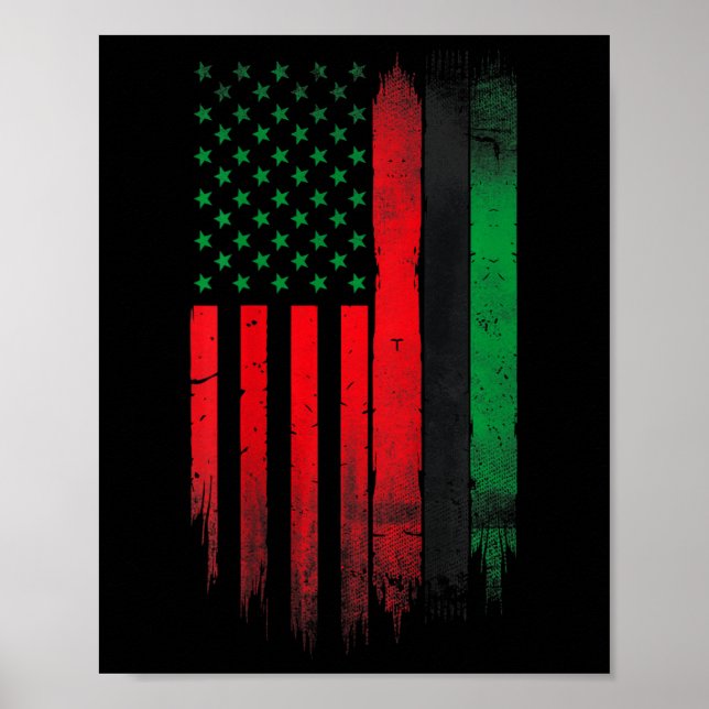 Póster Historia negra verde roja Bandera africana estadou (Frente)