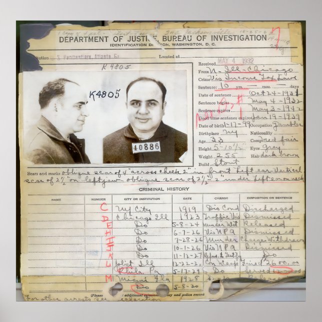 PÓSTER HISTORIA PENAL AL CAPONE 1932 (Frente)
