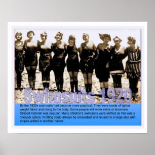 Póster Historia, playa, trajes de baño en 1920