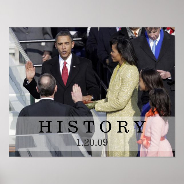Póster HISTORIA: Presidente Obama Jurando En Ceremonia (Frente)