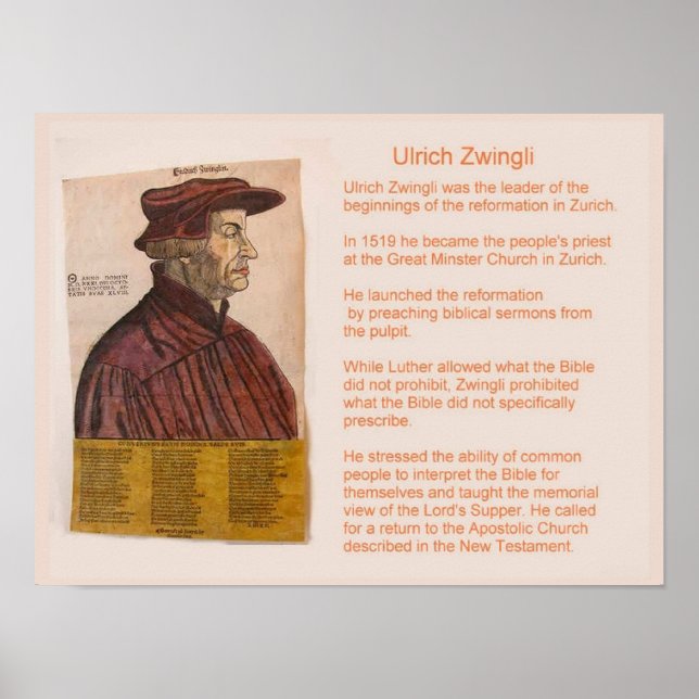 Póster Historia, religión, reforma, ulrich Zwingli (Frente)