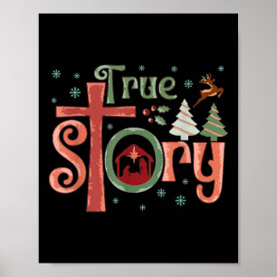 Póster Historia Retro Verdadera Jesús Navidades Escena De