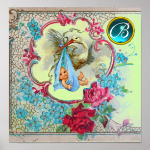 Póster HISTORIAL BEBÉ CHICO DUCHA Gema Gem Stone Monogram