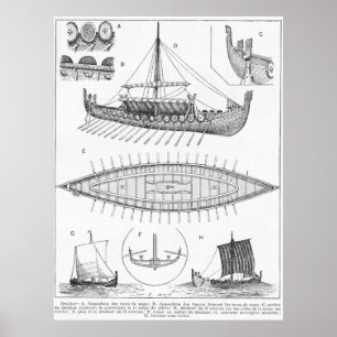 Póster Historial y diagrama de barcos navales de Viking V