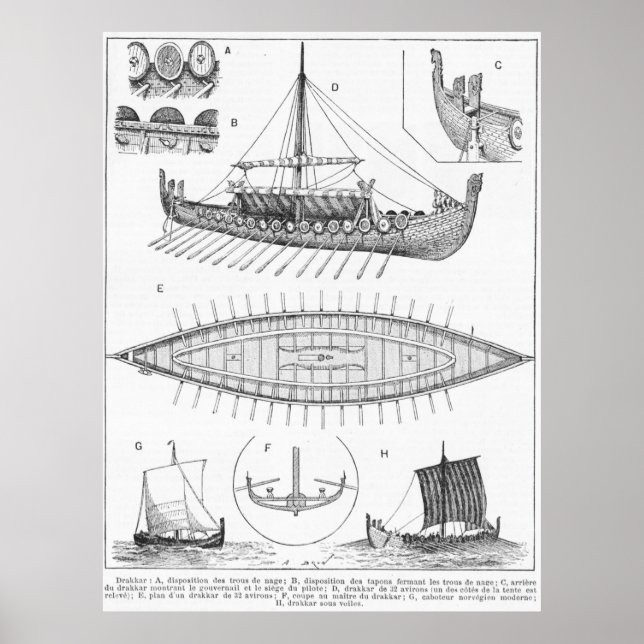 Póster Historial y diagrama de barcos navales de Viking V (Frente)