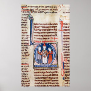 Póster Historiated initial 'D' depicting a marriage