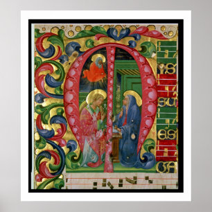 Póster Historiated rubrica "M" que representa el anuncio