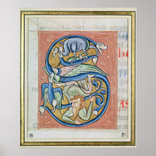 Póster Historiated rubrica "S" que representa a un