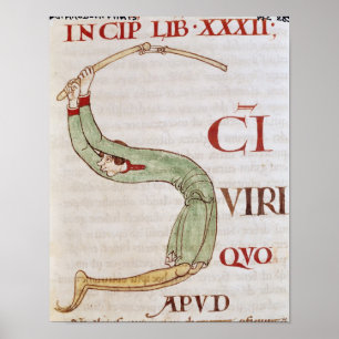 Póster Historiated rubrica "S" que representa a un hombre
