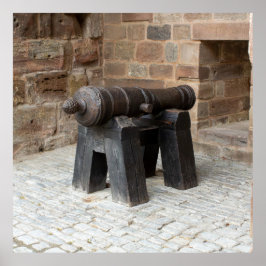 Póster Historic Cannon on Wooden Stand