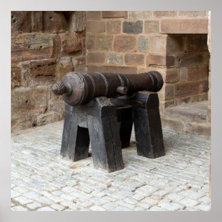 Póster Historic Cannon on Wooden Stand