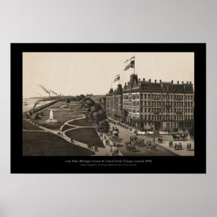 Póster Historic view of Grant parque, Chicago (around