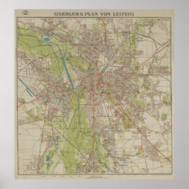 Póster Historical Map of Leipzig by Gaebler 1940 Edition