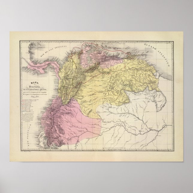 Póster Historical Military Maps of Venezuela (Frente)