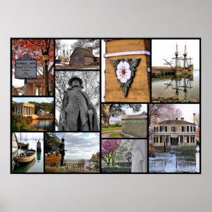 Póster Histórico collage de Plymouth Massachusetts
