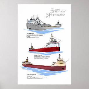 Póster histórico de tres naufragios famosos