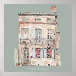Póster Histórico edificio New Orleans Watercolor