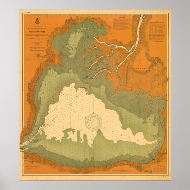 Póster Histórico Lago Saint Clair de 1903, gráfico náutic (Frente)