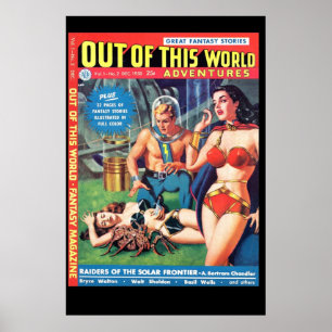 Póster Historieta del espacio de ciencia ficción de época