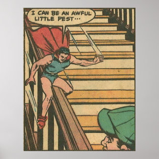 Póster Historietas antiguas de superhéroes de la edad dor