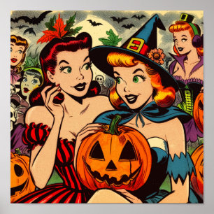 Póster Historietas de Chicas de Halloween de época