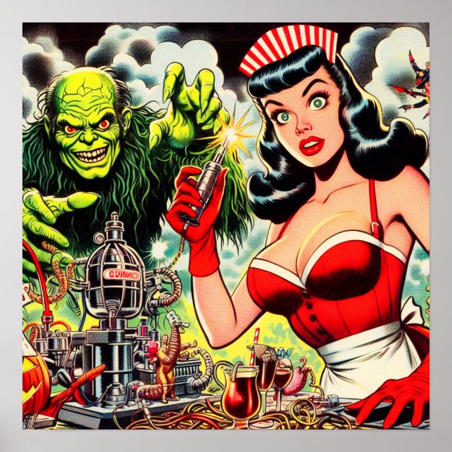 Póster Historietas de terror antiguas (Frente)